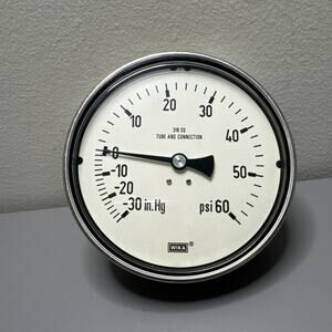 WIKA Pressure Gauge, 4" Gauge, -30-60 PSI 316 Stainless, 1/4" NPT Rear Connect